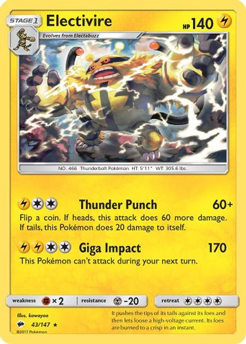 SM03-BUS-043/147R Electivire (Reverse Holo)