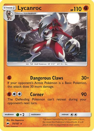 SM03-BUS-075/147HR Lycanroc (Reverse Holo)
