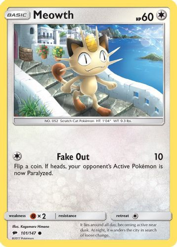 SM03-BUS-101/147C Meowth (Reverse Holo)
