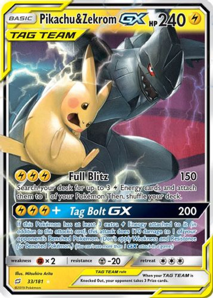 SM09-033/181SR Pikachu & Zekrom GX (Holo)