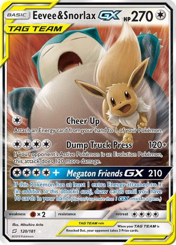 SM09-TEU-120/181UR Eevee & Snorlax GX (Holo)