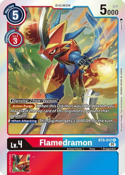 BT08-012R Flamedramon (Prerelease Stamp) (Foil)