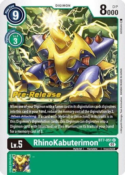 BT07-051U Rhinokabuterimon (Prerelease Stamp) (Foil)