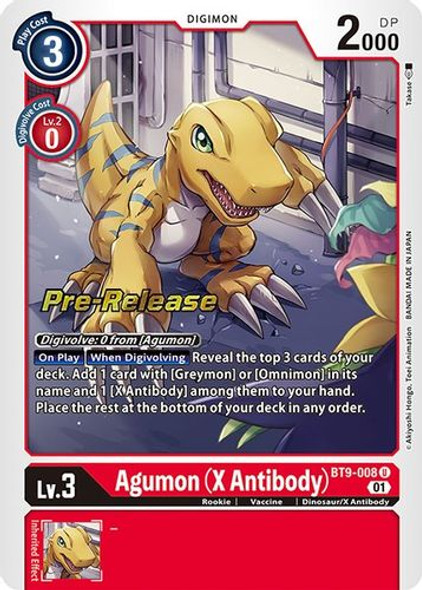 BT09-008U Agumon (X Antibody) (Prerelease Stamp) (Foil)