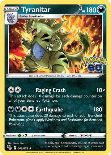 [SWSH10b][PGO-043/078HR] Tyranitar (Reverse Holo)