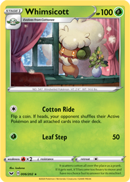 SWSH01-006/202R Whimsicott (Reverse Holo)