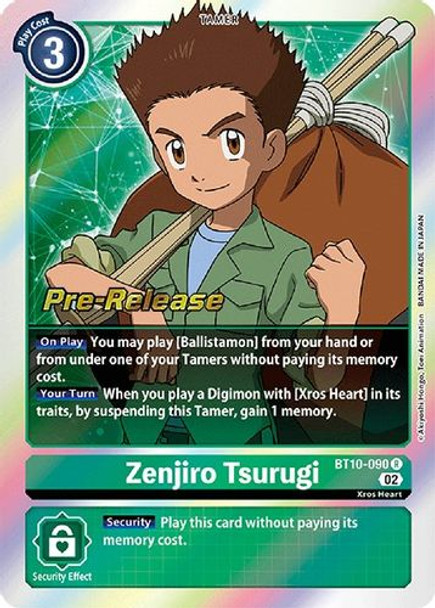 BT10-090R Zenjiro Tsurugi (Prerelease Stamp) (Foil)