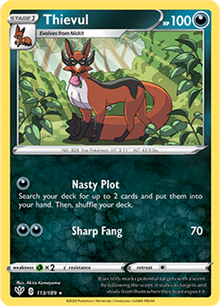 [SWSH03][DAA-113/189R] Thievul (Reverse Holo)