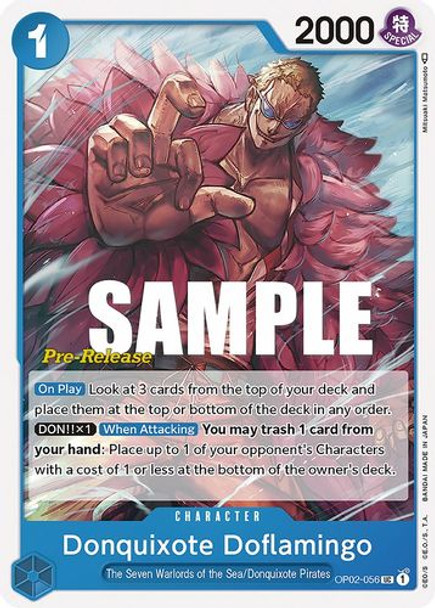 OP02-056UC Donquixote Doflamingo (Prerelease Stamp)