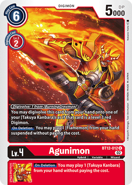 BT12-012U Agunimon (Prerelease Stamp)