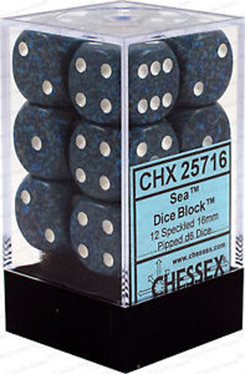 CHX 25716 Speckled Sea 16mm d6 Dice Block (12 dice)