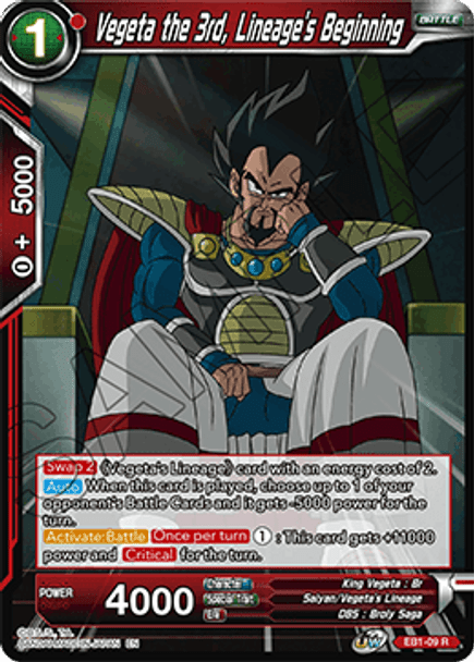 EB1-09R Vegeta the 3rd, Lineage's Beginning