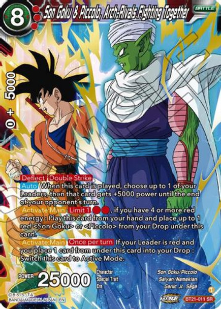 BT21-011SR Son Goku & Piccolo, Arch-Rivals Fighting Together (Foil)