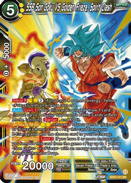 BT21-111SR SSB Son Goku VS Golden Frieza, Spirit Clash (Foil)