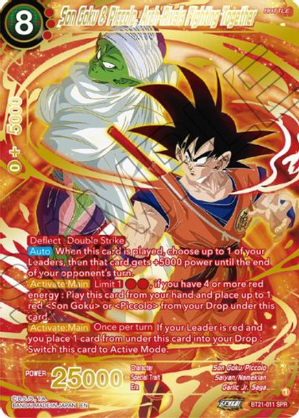 BT21-011SPR Son Goku & Piccolo, Arch-Rivals Fighting Together (Foil)