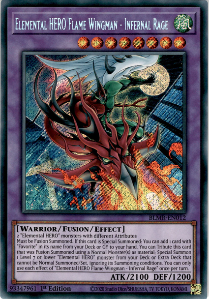 BLMR-EN012 Elemental HERO Flame Wingman - Infernal Rage (Secret Rare) <1st>