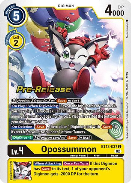 BT12-037U Opossumon (Prerelease Stamp) (Foil)