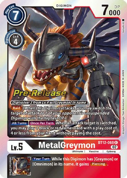 BT12-068R MetalGreymon (Prerelease Stamp) (Foil)