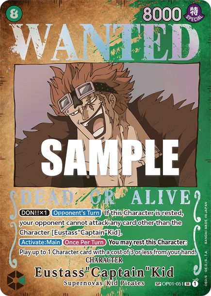 OP01-051SR-W Eustass"Captain"Kid (Wanted) (Alternate Art) (Foil)