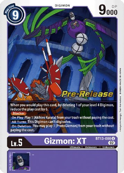 BT13-086U Gizmon: XT (Prerelease Stamp) (Foil)