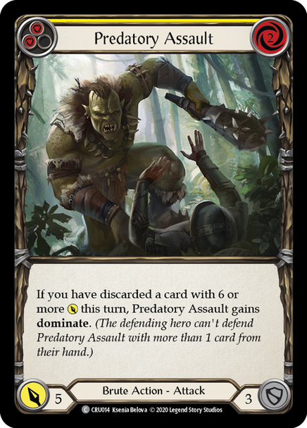 FAB03 CRU-014C Predatory Assault (Yellow) Rainbow Foil (1st ed)