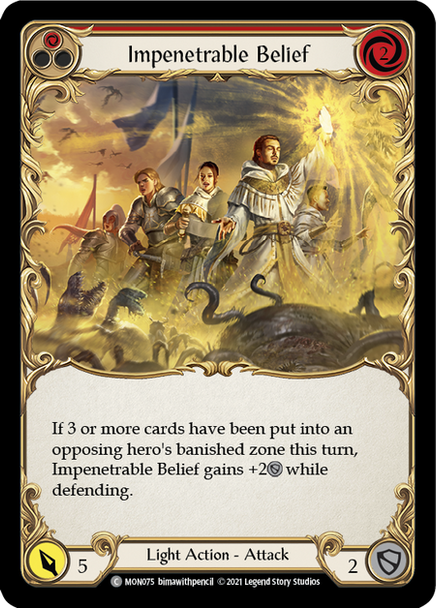 FAB04 MON-075C Impenetrable Belief (red) Rainbow Foil (1st ed)