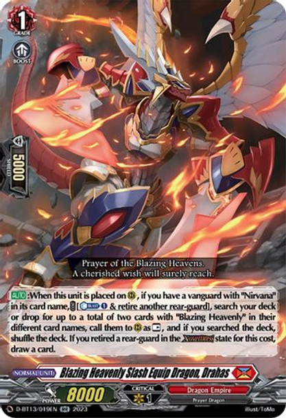 D-BT13/019EN RR Blazing Heavenly Slash Equip Dragon, Drahas