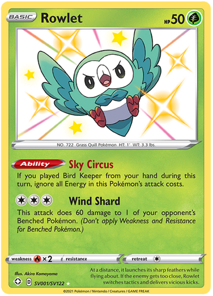 [SWSH04b][SHF-001/122SV] Rowlet (Holo)