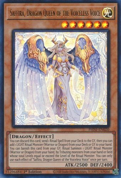 PHNI-EN020 Saffira, Dragon Queen of the Voiceless Voice (Ultra Rare) <1st>