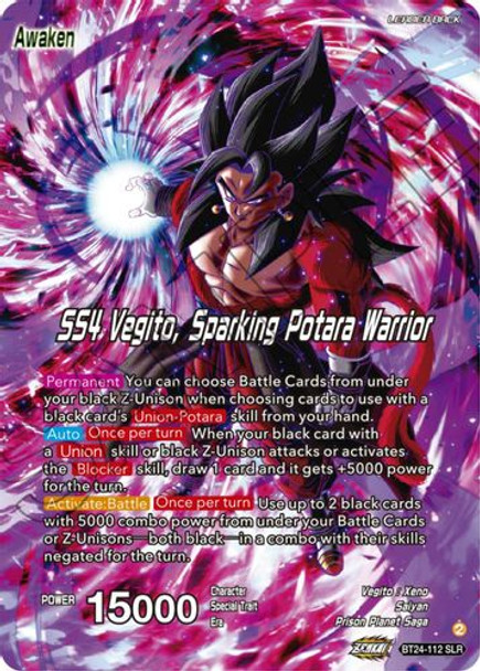 BT24-112SLR SS4 Son Goku & SS4 Vegeta // SS4 Vegito, Sparking Potara Warrior (Foil)