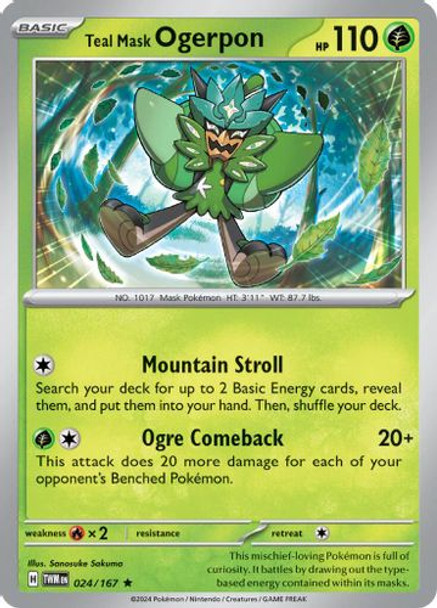 [SV06][TWM-024/167](R) Teal Mask Ogerpon (Reverse Holo)