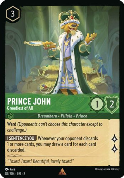 [LOR02-089/204](R) Prince John - Greediest of All (Foil)