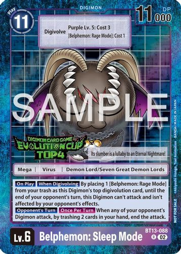 [BT13-088](R) Belphemon: Sleep Mode (2024 Ultimate Cup Top 4) (Foil)