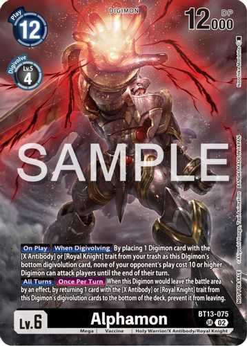 [BT13-075](SR) Alphamon (Pre-Release Tournament Participation Card)