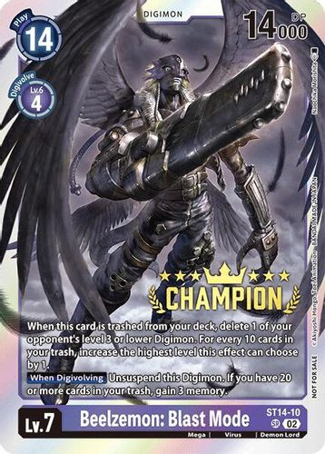 [ST14-10](SR) Beelzemon: Blast Mode (Digimon 3-On-3 Champion) (Foil)