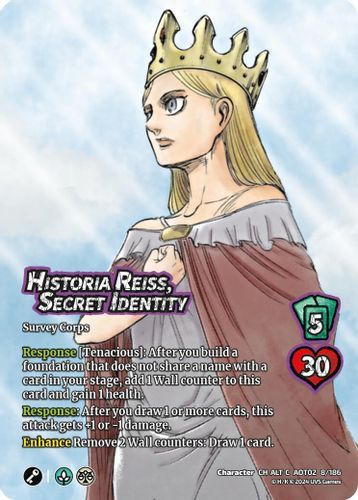 [AOT02-008/186](CH-C-ALT) Historia Reiss, Secret Identity (Alternate Art) (Foil)