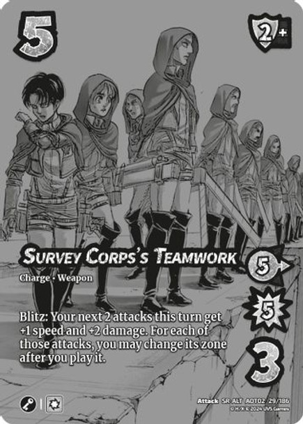 [AOT02-029/186](SR-ALT) Survey Corps's Teamwork (Alternate Art) (Foil)