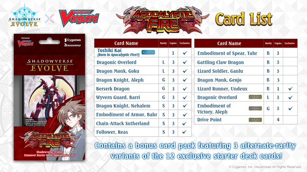 Shadowverse Evolve CSD03b - Apocalyptic Fire Cardfight Vanguard Crossover Starter Deck