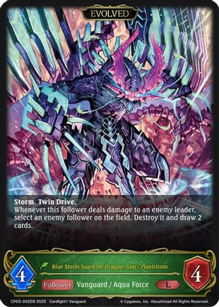 [CP03-002EN](L) Blue Storm Supreme Dragon, Glory Maelstrom (Evolved)