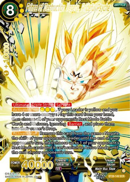 [BT28-149](SCR) Prince of Destruction Vegeta, Prideful Psyche (Foil)