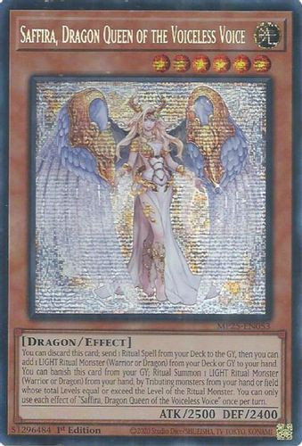 [MP25-EN053] Saffira, Dragon Queen of the Voiceless Voice (Prismatic Secret Rare)<1st>