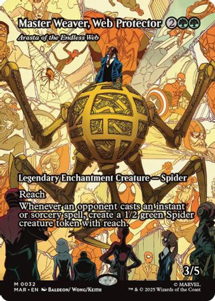 [MAR-0032](M) Master Weaver, Web Protector - Arasta of the Endless Web (Borderless) (Foil)