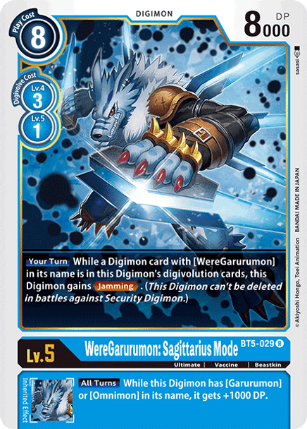 BT05-029R WereGarurumon: Sagittarius Mode (Prerelease Stamp)