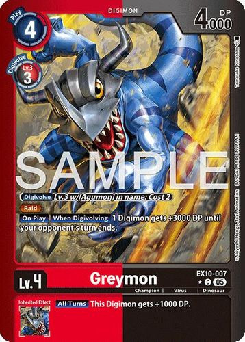 [EX10-007](C) Greymon (1 Star Color Frame) (Foil)