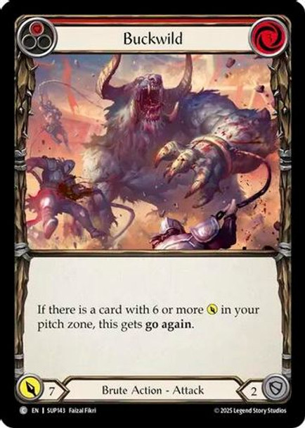 [FAB18 1st][SUP-143](C) Buckwild (Red) (Rainbow Foil)