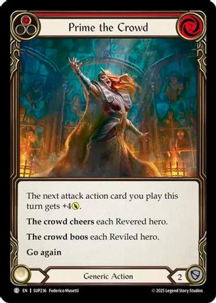 [FAB18 1st][SUP-236](C) Prime the Crowd (Red) (Rainbow Foil)