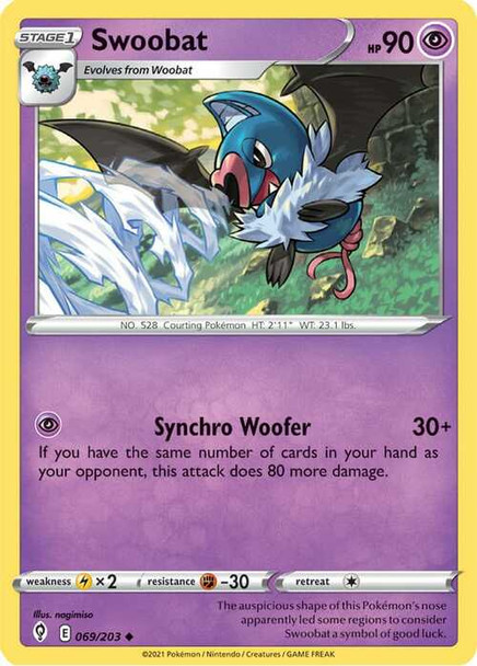 [SWSH07][EVS-069/203UC] Swoobat (Reverse Holo)