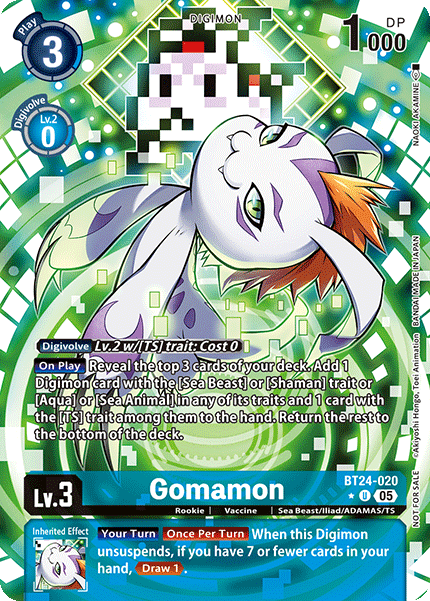 [BT24-020](U) Gomamon (BT24 Box Topper) (Foil)