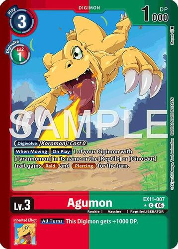 [EX11-007](C) Agumon (1 Star Color Frame) (Foil)