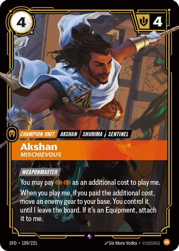 |RB02|[SFD-109/221](R) Akshan - Mischievous {Foil}